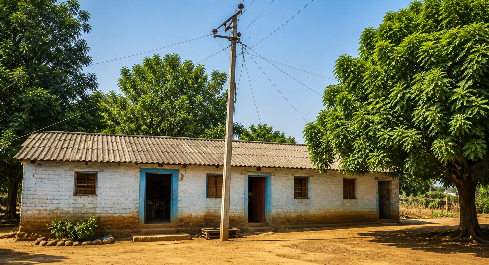 Solar energy powering a rural village home